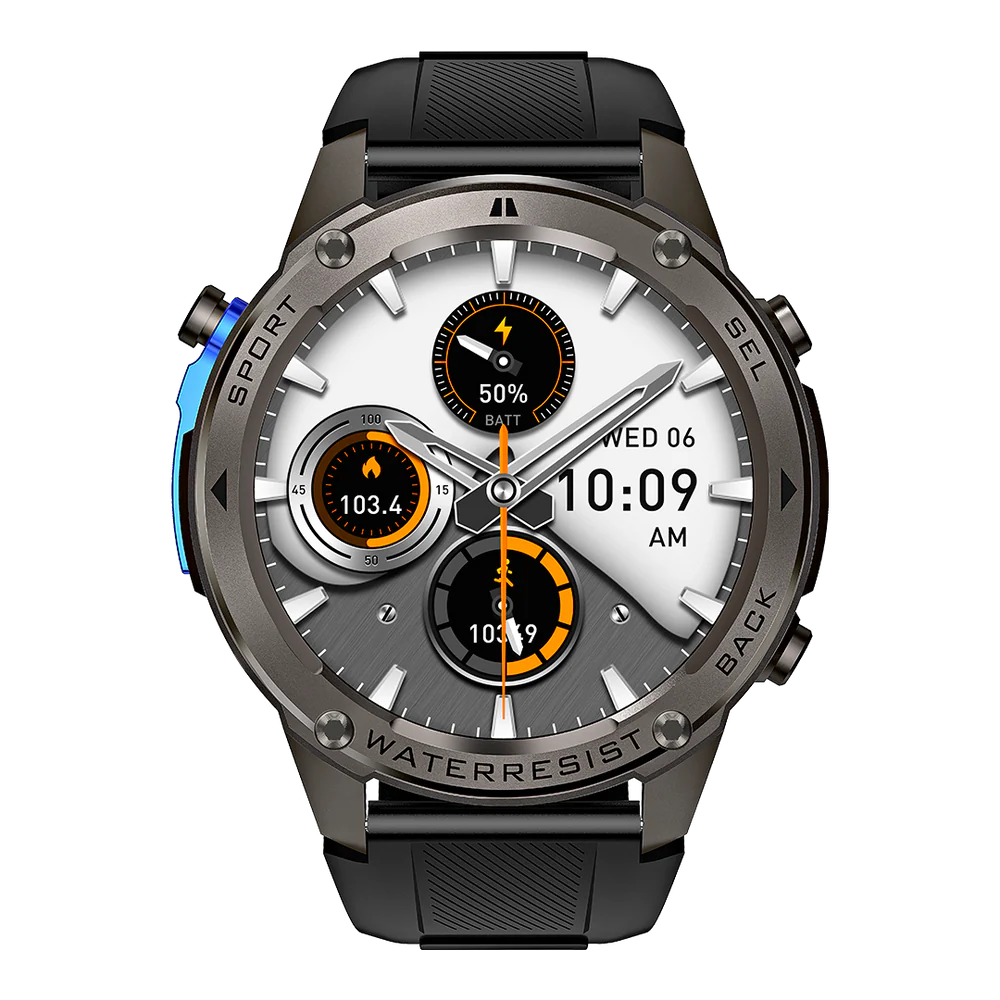 Relógio Brave à Prova d'Água, 170+ Modos Esporte, GPS Duplo, Resistência Militar IP69K, 10 Dias Bateria