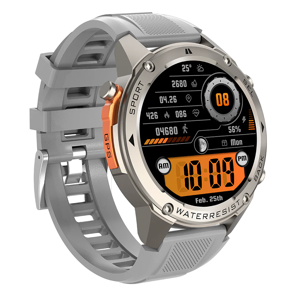 Relógio Brave à Prova d'Água, 170+ Modos Esporte, GPS Duplo, Resistência Militar IP69K, 10 Dias Bateria